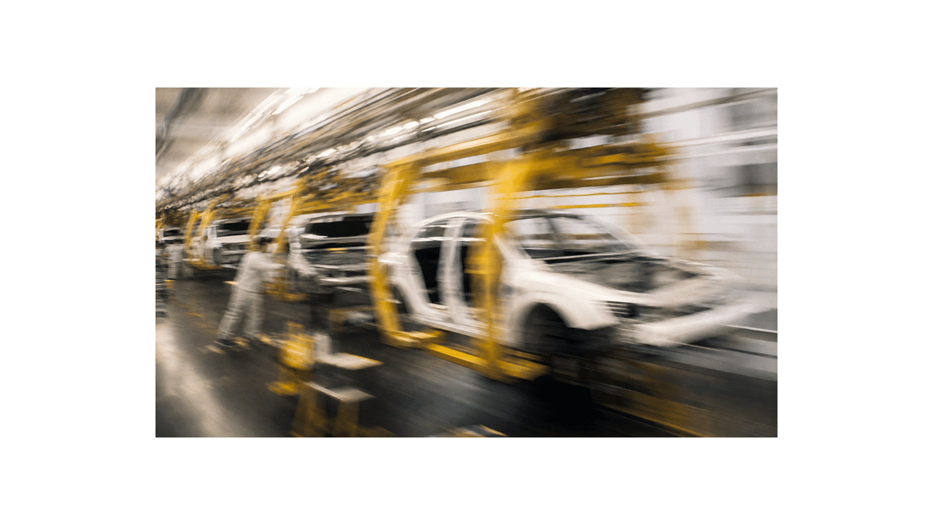 Automotive assembly line, motion-blurred