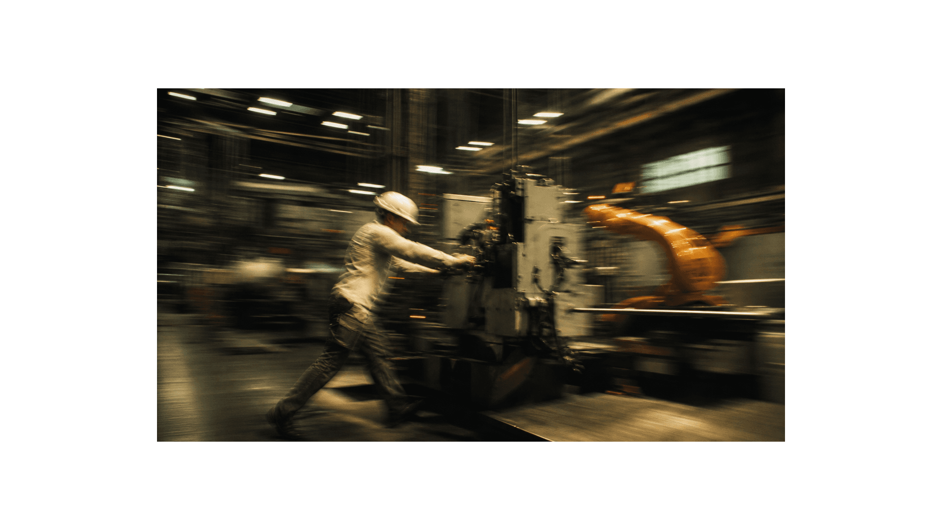 Worker operating an industrial robot